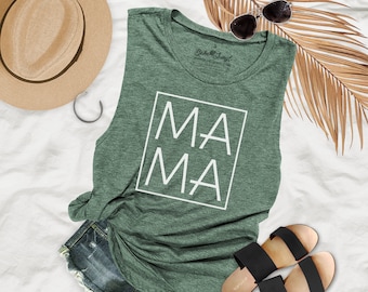 Mama Mother's Day Design Womens Flowy Muscle Tank - MM14P