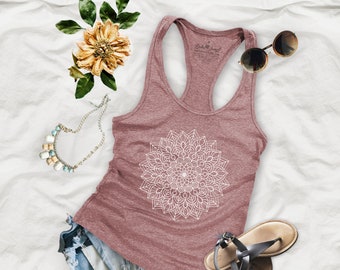 Mandala Design Womens Basic Racerback Tank Top - MD12P