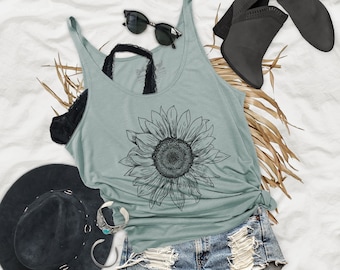 Sunflower Hippie Flowy Womens Tank Top - SH