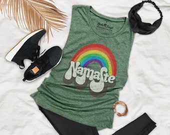 Namaste Boho Rainbow Design Women's Festival Muscle Tank - NB12P