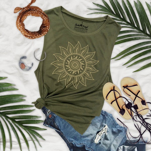 Boho Sun Womens Festival Muscle Tank