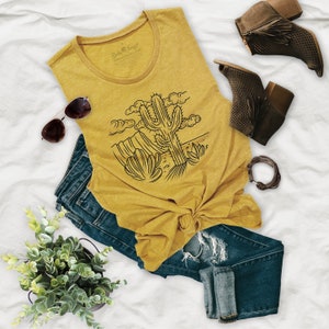 Desert Cactus Drawing Womens Flowy Muscle Tank - DC