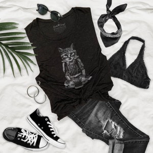Cat Samurai Design Flowy Festival Damen Premium Muskelshirt - CS14P