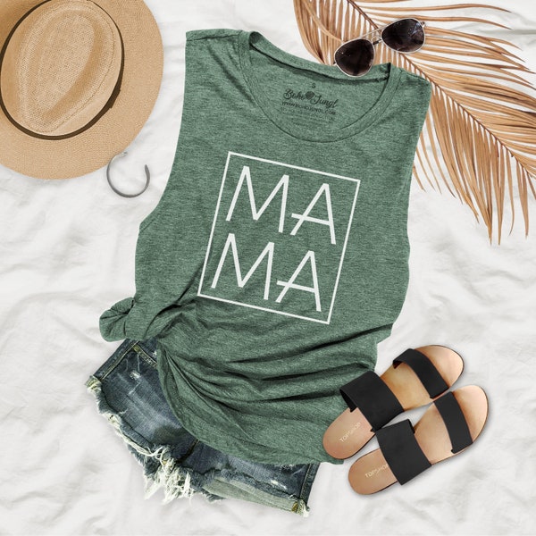 Mama Mother's Day Design Womens Flowy Muscle Tank - MM14P