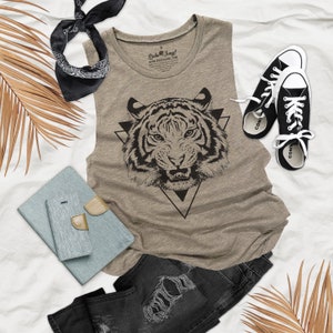 Triangle Tiger Design Womens Flowy Muscle Tank - TT