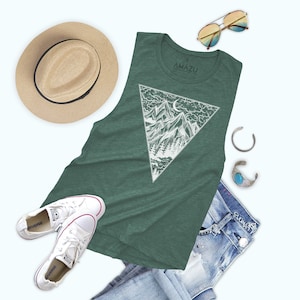 Mountain Forest Triangle Flowy Festival Muscle Tank