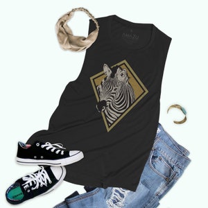 Vintage Zebra Diamond Flowy Festival Muscle Tank - VZ14P