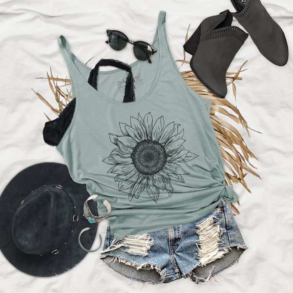 Sunflower Hippie Flowy Womens Tank Top - SH