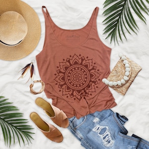 Boho Mandala Design Flowy Womens Extra Flowy Tank Top