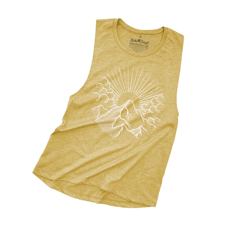 Mountain Sunrise Design Womens Flowy Muscle Tank MS12P Antique Yellow