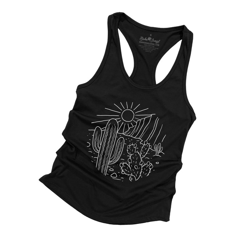 Arizona Cactus and Mountains Womens Basic Racerback Tank Top AC12P Black