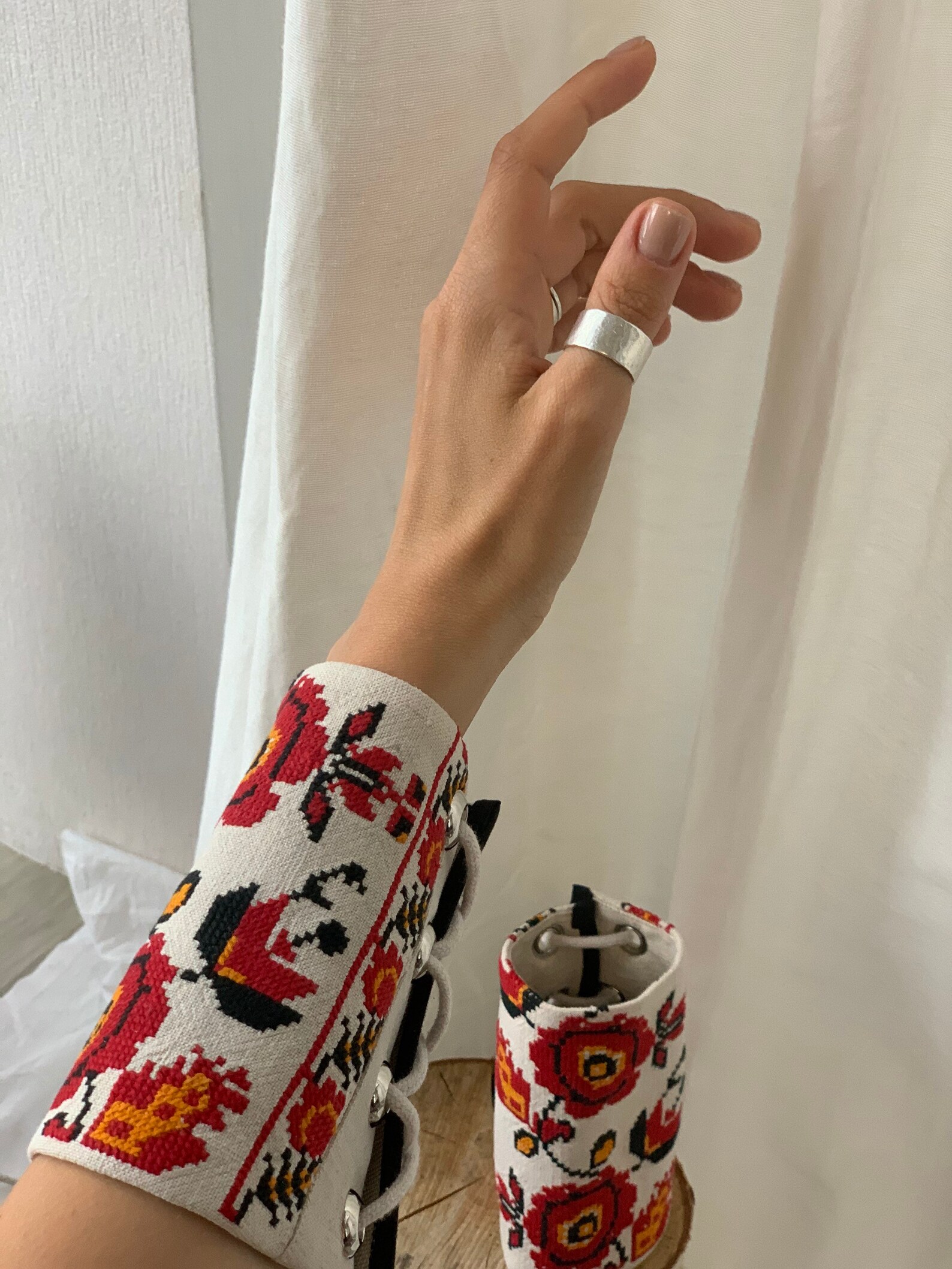 A Pair of Beige Linen Cuffs Detachable Cuff Bracelets with Etsy