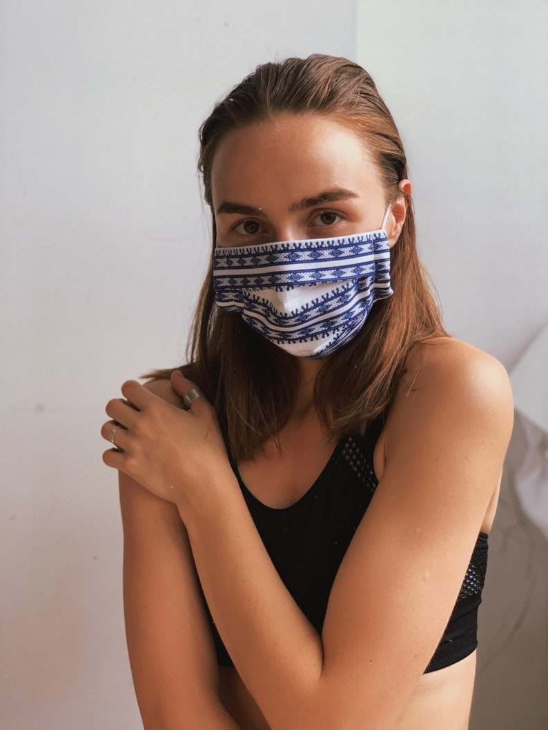 Cotton Mask With Folk Pattern Etsy