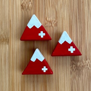 Set of 3 wooden Swiss mountain magnets - makes a beautiful souvenir or a lovely gift for the friend of Switzerland.