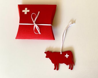 Ornement vache suisse, souvenir suisse, souvenir, cadeau suisse - Ornement de Noël suisse - Excellent cadeau pour tout expatrié suisse