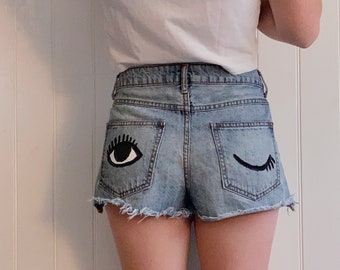 yellow winky face shorts