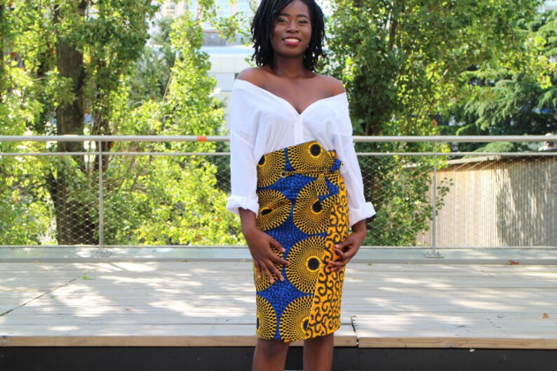 ankara pencil skirt mix print african clothes Nzassa