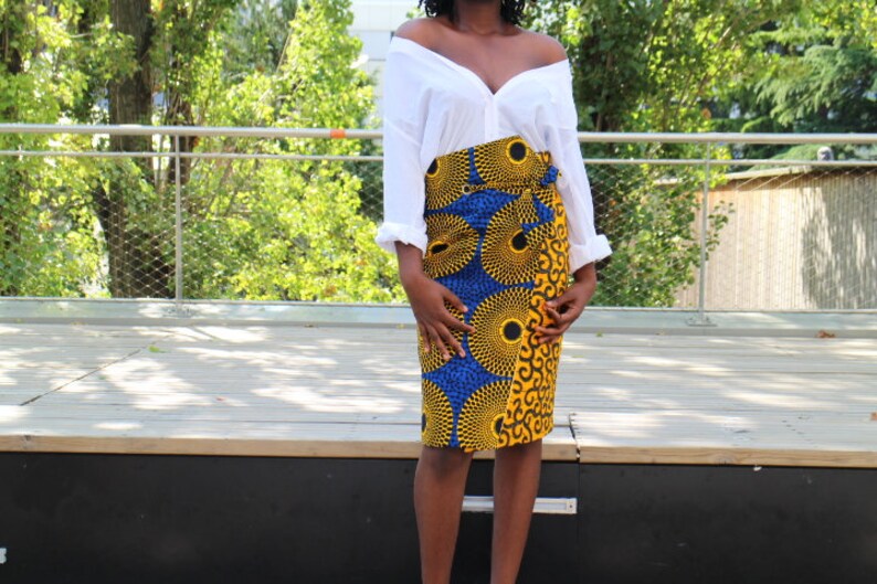 ankara pencil skirt mix print african clothes Nzassa