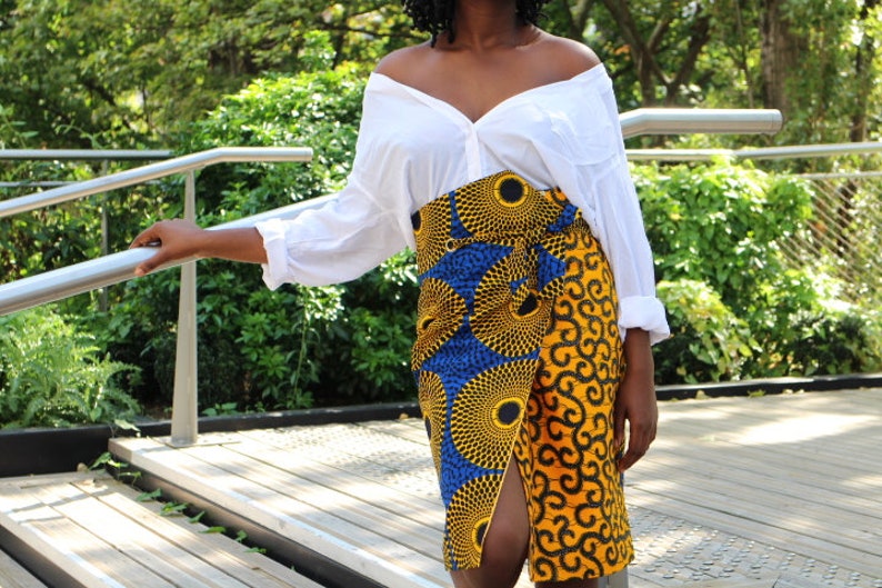 ankara pencil skirt mix print african clothes Nzassa