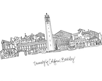 University of California Berkeley Art Print CA UC Berkeley - Etsy
