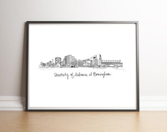 University of Alabama at Birmingham Art Print | UAB | The Magic City  |  Bham AL