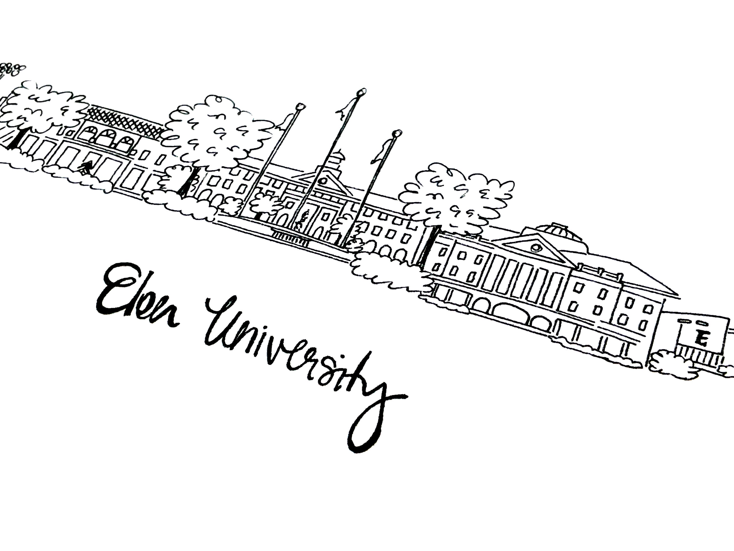 Elon University Art Print Elon NC Etsy