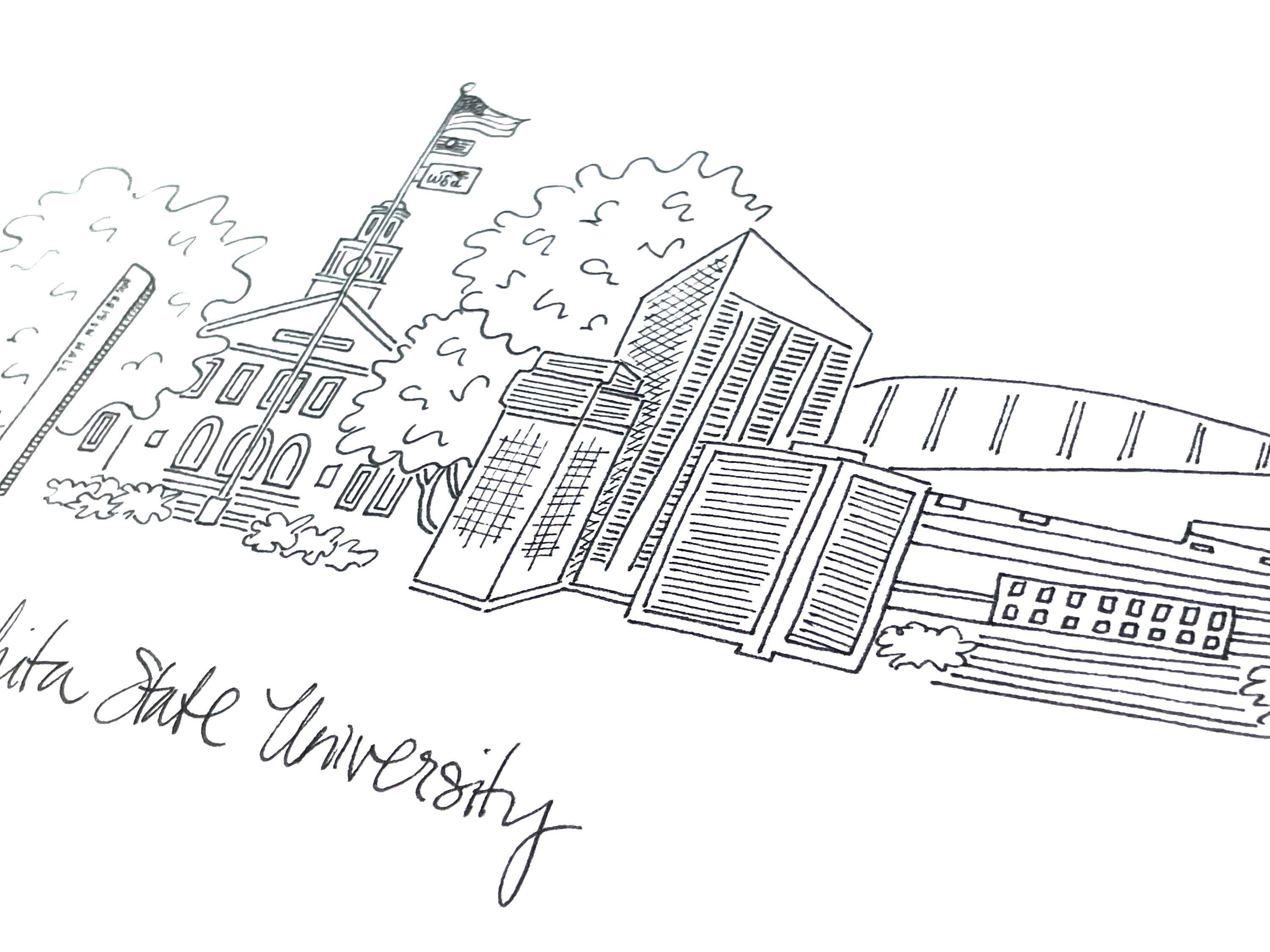Wichita State University Art Print WSU Wichita Kansas Etsy