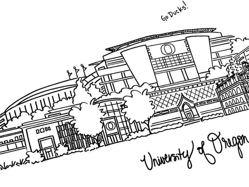 University of Oregon Art Print Eugene OR Etsy