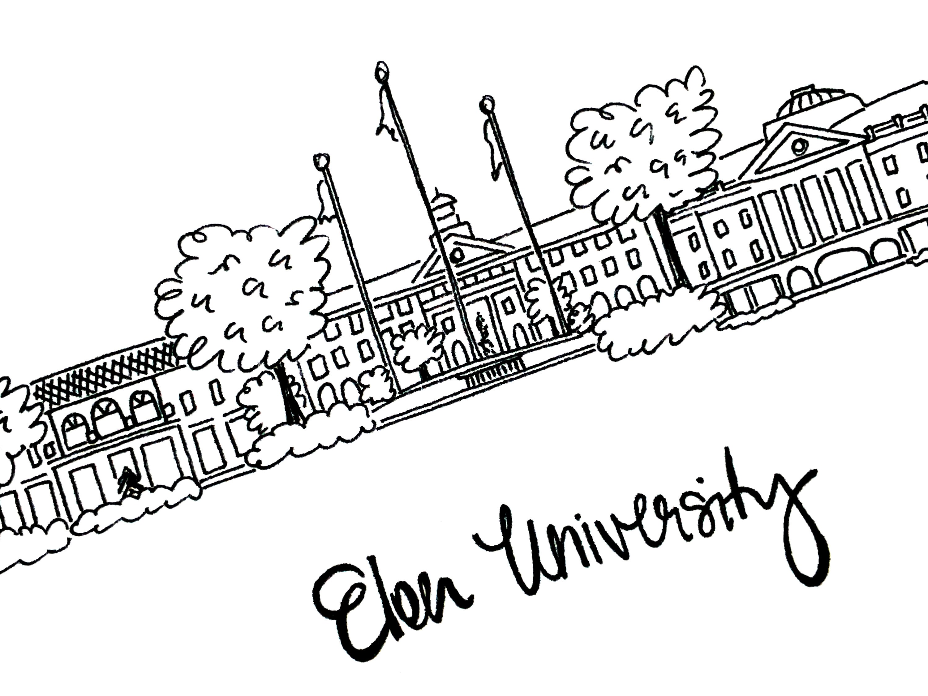 Elon University Art Print Elon NC Etsy