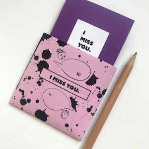 Relación a larga distancia • Tarjeta de te extraño • Carta de amor • Tarjeta personalizada • Escrita a mano • Para él • Para ella • Púrpura