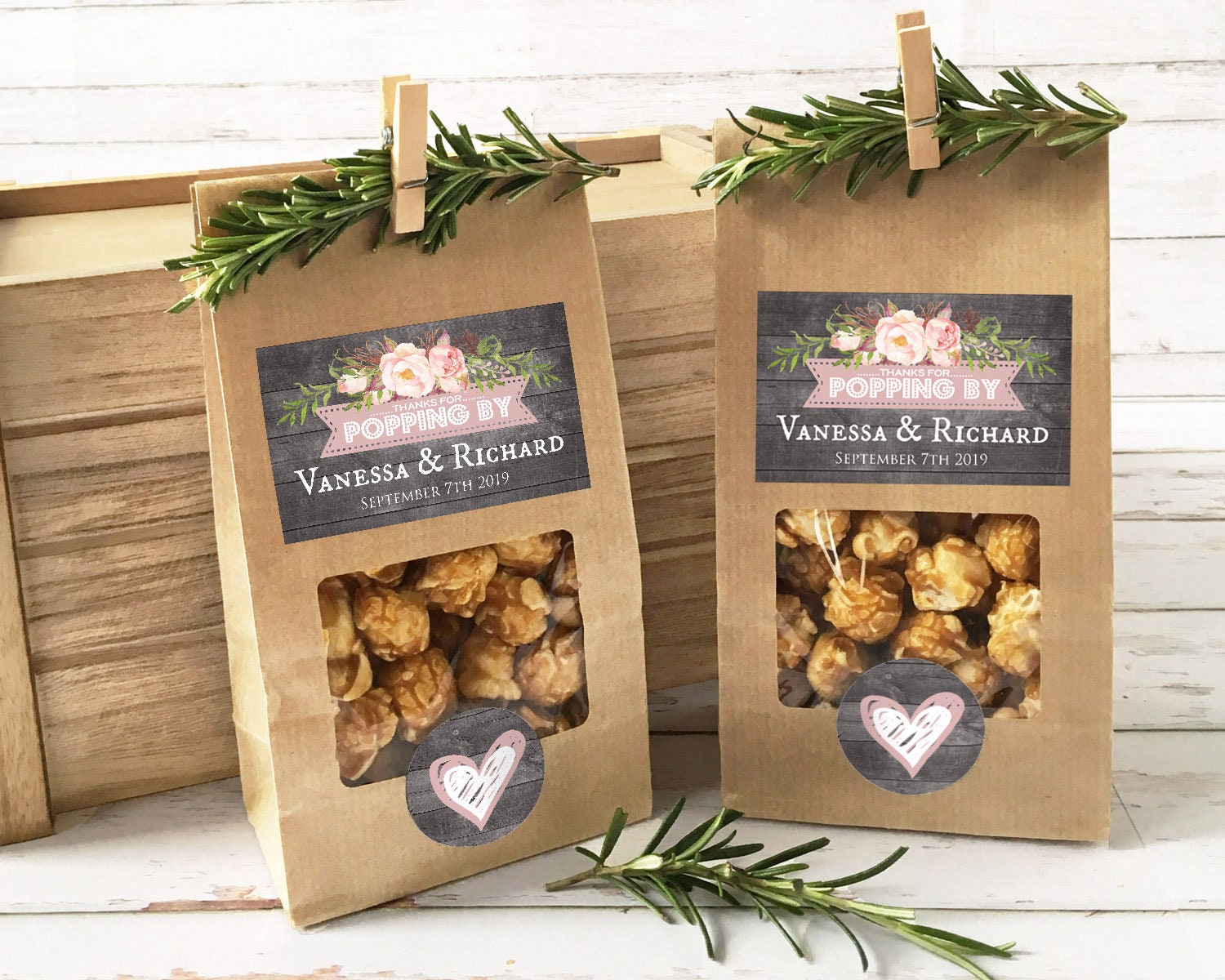 Floral Wedding Popcorn Bags Wedding Favors for Guests Etsy
