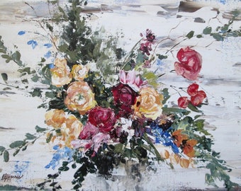 Wedding Bouquet Painting - Custom Art - Floral Bouquet - Flower Painting - Wedding Gift - Unique Gift - Anniversary Gift Idea - Original Art