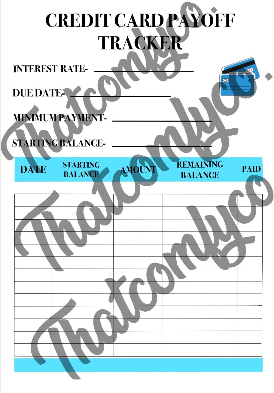 Credit Card Payoff Tracker, Savings Bingo, and Customizable Bill ...