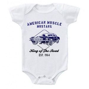 American Muscle Classic Mustang King of the Road Baby Cotton Baby Bodysuit Baby Romper Newborn - 24 Months