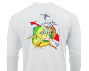 Florida Mahi Fishing Long Sleeve T-Shirt, UPF50+ Performance Dri-fit