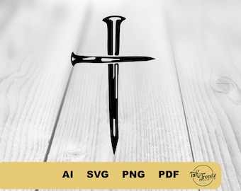Two Nail Cross Christian Jesus Christ - Digital Download - Cutting File, Religious Cross Svg, Vintage Cross Svg, Nail Cross Svg
