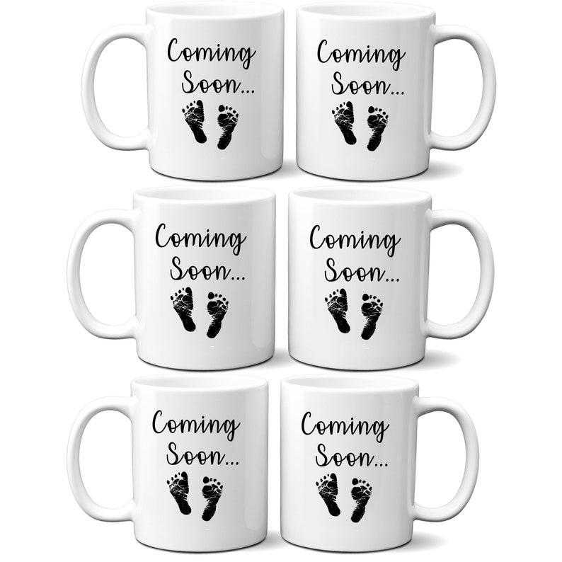 Coming Soon Baby Feet Pregnancy Announcement Baby Reveal Coffee Mug, Announcement Coffee Mug Husband Reveal, Baby Reveal 6 pack