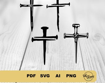 Three Nail Cross Christian Jesus Christ - Digital Download - Cutting File, Religious Cross Svg, Vintage Cross Svg, Nail Cross Svg