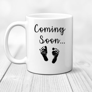 Coming Soon Baby Feet Pregnancy Announcement Baby Reveal Coffee Mug, Announcement Coffee Mug Husband Reveal, Baby Reveal image 1