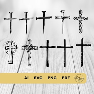 Christian Cross Svg, Cross SVG, Cross Silhouette, Religious Cross Svg, Floral Cross Svg, Vintage Cross Svg, Wooden Cross Svg, nail Cross