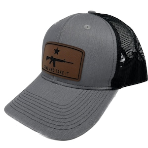 Come and Take It Patriotic Hat, Second Amendment Mesh Trucker Snapback Hat 2A Military Leather Patch Hat