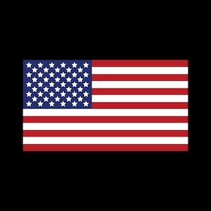 May include: The American flag, a symbol of the United States, is displayed against a black background. The flag features a blue canton with 50 white stars and 13 alternating red and white stripes.
