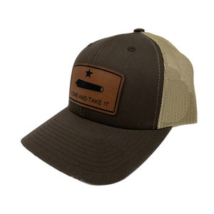 Come and Take It Lone Star Cannon Patriotic Hat, Second Amendment Mesh Snapback Hat 2A Military Leather Patch Hat by The Peoples Brigade