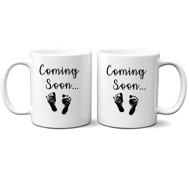Coming Soon Baby Feet Pregnancy Announcement Baby Reveal Coffee Mug, Announcement Coffee Mug Husband Reveal, Baby Reveal 2 Pack