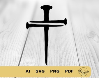 Three Nail Cross Christian Jesus Christ - Digital Download - Cutting File, Religious Cross Svg, Vintage Cross Svg, Nail Cross Svg