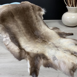 GENUINE Scandinavian Reindeer Hide * Exclusive Reindeer skin rug hide pelt throw Home Decorations Accent 100% Genuine Leather Natural Color