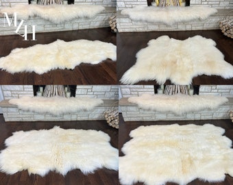 Gorgeous ! XXL Sheepskin Rug White  / Natural White Sheepskin Rug 2 ft 3 ft 4 ft 6 ft 8 ft 10 ft 12 ft Leather Wool