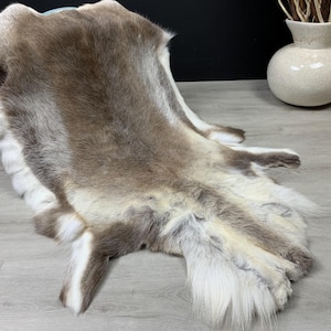 GENUINE Scandinavian Reindeer Hide * Exclusive Reindeer skin rug hide pelt throw Home Decorations Accent 100% Genuine Leather Natural Color