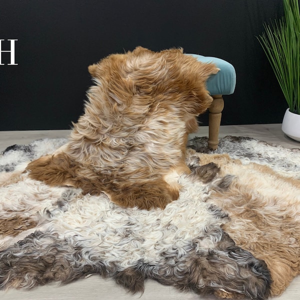 Tibetan Sheepskin Rug Pelt / Genuine Sheepskin / Natural Sheepskin Seat Cover / Real Sheepskin Pelt Sheep skin Throw Home Gift