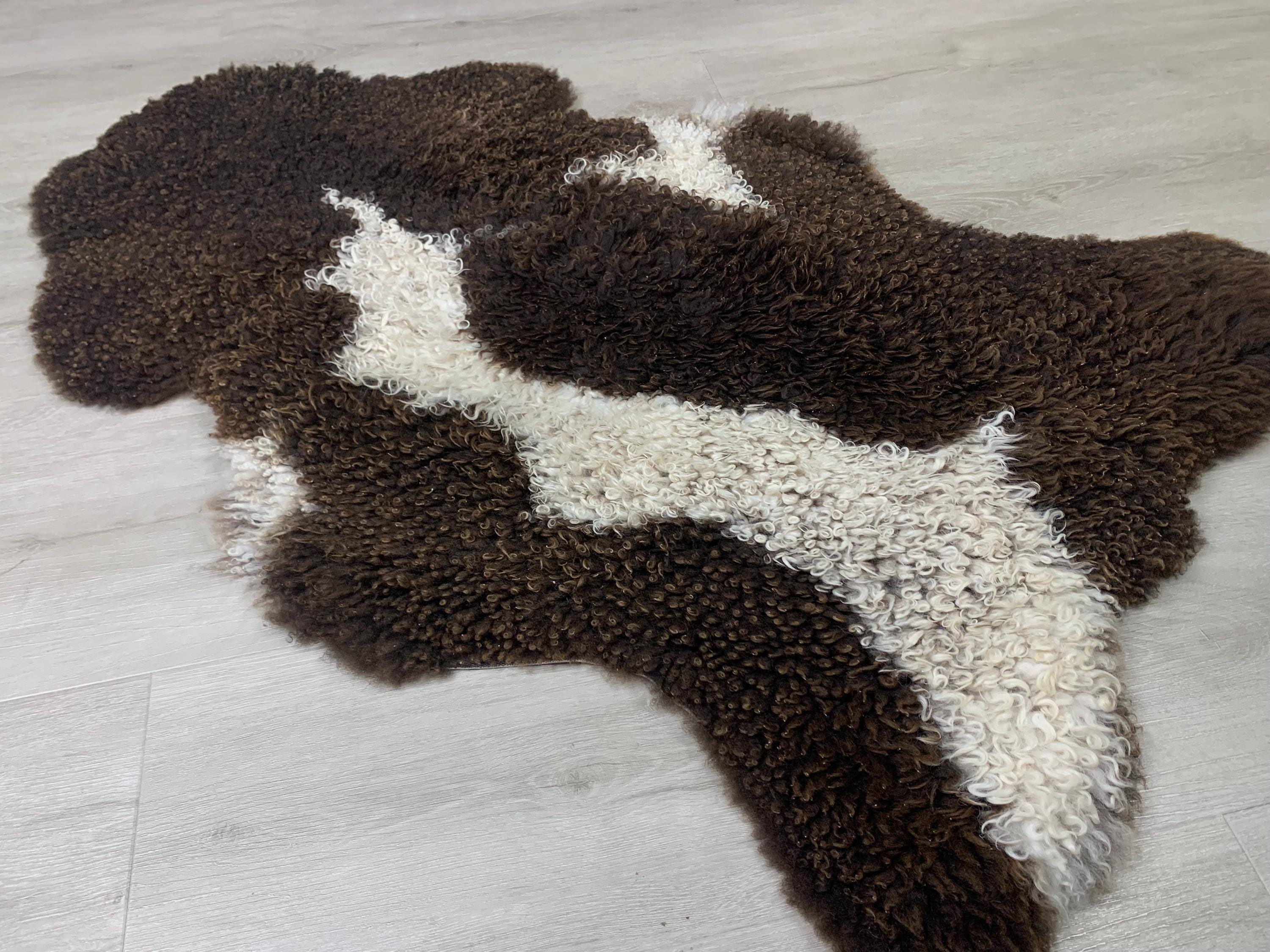 Swedish Curly Soft Sheepskin Pelt Rug Natural Real Hybrid Gotland ...